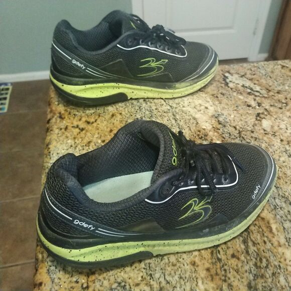 Gdefy Gravity Defyer Mighty Walk Shoes Women Black Neon Green SZ 8.5 - Picture 5 of 12